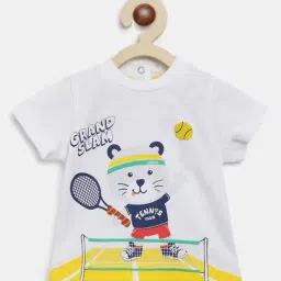 Chicco Kids White & Yellow Printed T-Shirt-image-79