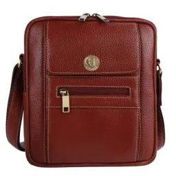 HiLEDER Brown Textured Medium Leather 8 inch Cross Body Bag-picture-27