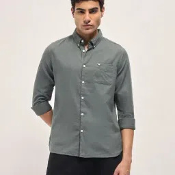 The Bear House Grey Slim fit Solid Shirt-image-96