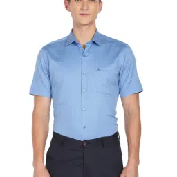 Arrow Blue Cotton Regular Fit Printed Shirt-image-42