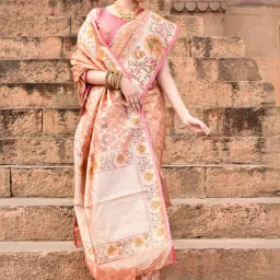 Elora Peach Woven Saree With Unstitched Blouse image 4