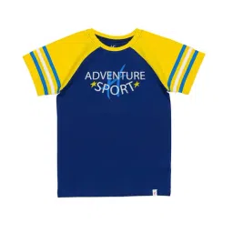 H by Hamleys Boys Navy & Yellow Color Block T-Shirt-image-29