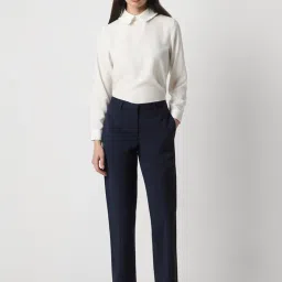 Van Heusen Navy Mid Rise Formal Trousers image 4