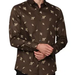 Simon Carter London Brown Printed Slim Fit Shirt-image-94