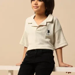 U.S. Polo Assn. Boys Beige Cotton Logo Polo T-Shirt-picture-38
