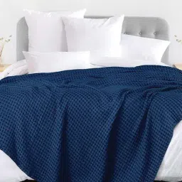 Urban Space Navy Cotton 150 GSM Ac Room Double Bed Blanket-image-85