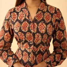 Taneira Black Cotton Printed A Line Kurta image 5