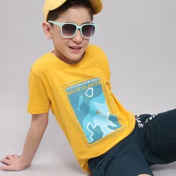 Monte Carlo Kids Aqua Blue & Yellow Printed T-Shirt (Pack Of 2) image 4