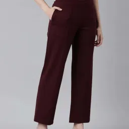 Go Colors! Maroon Mid Rise Flared Pants image 4