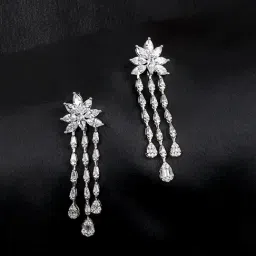 The Real Effect London Sonah Silver Florere Long Hanging Drop Earrings-picture-37