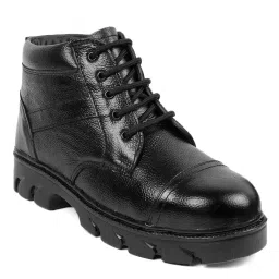 Woakers Steel Toe Safety Shoes High Ankle Synthetic Leather Size UK 9 Black Model BLACK-SAFTEY-BOOT image 1
