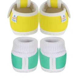 Neska Moda 3 To 12 Months Unisex Baby Set of 2 Pair Combo Cotton Butterfly & Rabit Face Booties (Toe to Heel Length - 12 cm, Yellow, Mint) image 2
