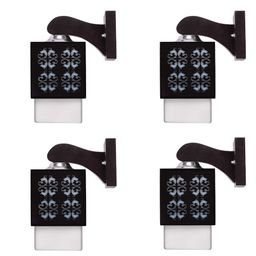 Gojeeva Black & White 4 Pieces Textured Square Shaped Wooden Wall Lamp-picture-13