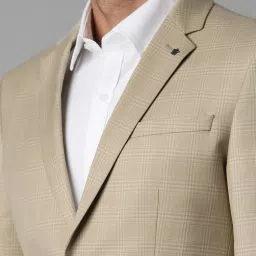 Louis Philippe Khaki Slim Fit Checks Blazer image 4