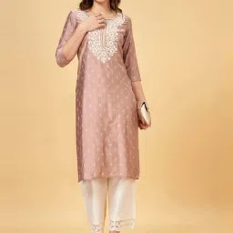 Rangmanch by Pantaloons Pink Embroidered Straight Kurta image 4