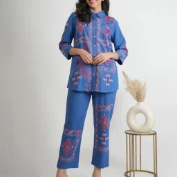 Kaftanize Blue Barkha Printed Shirt And Pant image 4