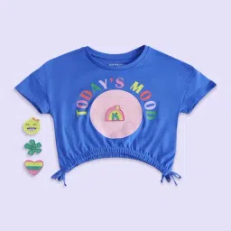 Pantaloons Junior Kids Blue Cotton Printed T-Shirt-image-33