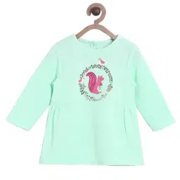 MINIKLUB Girls Mint Green Printed Full Sleeves Top-image-0