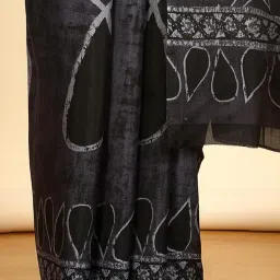 Soch Womens Grey Chiffon Abstract Print Saree image 4