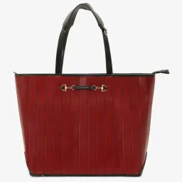 U.S. Polo Assn. Burgundy Striped Tote Handbag-image-96