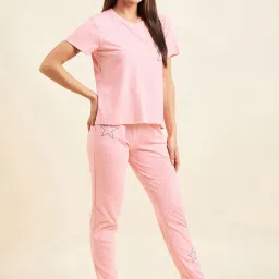 Sweet Dreams Rose Pink Printed T-Shirt Joggers Set image 4