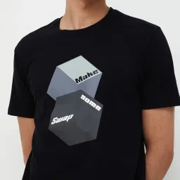 Forca By Lifestyle Black Cotton Regular Fit Printed T-Shirt image 4