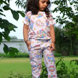 Piku Store Girls Printed T-shirt with Trousers-image-10