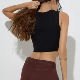 nuon women Nuon by Westside Black Shell-Detailed Ribbed Top image 2