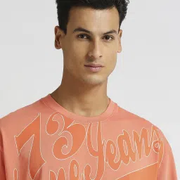 Pepe Jeans Peach Red Cotton Loose Fit Printed T-Shirt image 4