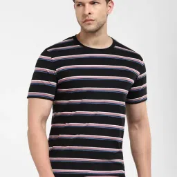 SELECTED HOMME Black Slim Fit Striped Crew T-Shirt-picture-30