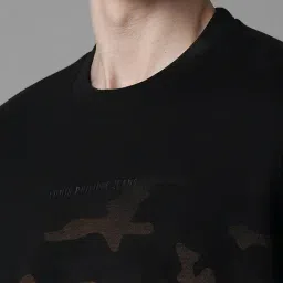 Louis Philippe Black Cotton Regular Fit Printed Sweatshirt image 4