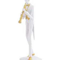 Tayhaa White & Golden Resin Playing Trumpet Musician Statue image 3