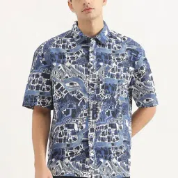 United Colors Of Benetton Blue Pure Cotton Loose Fit Printed Shirt-picture-36