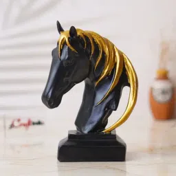 eCraftIndia Multicolor PolyresinHorse Head Statue with Golden Hair Showpiece-picture-41
