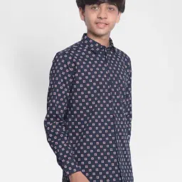 Crimsoune Club Kids Navy Printed Full Sleeves Shirt-image-8