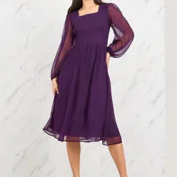 Styli Purple A-Line Dress-image-73