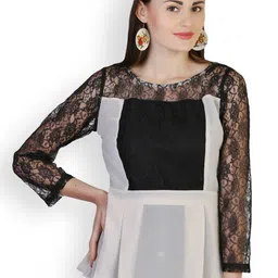 Belle Fille White & Black Peplum Top-picture-25