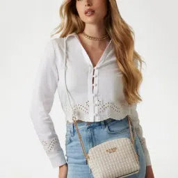 Guess White Mirema Woven Cross Body Bag image 2
