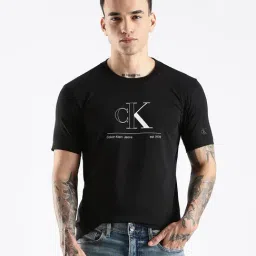 Calvin Klein Jeans Black Cotton Regular Fit Logo Printed T-Shirt-picture-19