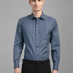 Louis Philippe Blue Cotton Regular Fit Checks Shirt-picture-18