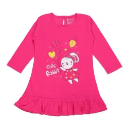 Bodycare Kids Fuchsia Printed Full Sleeves Frock-picture-12