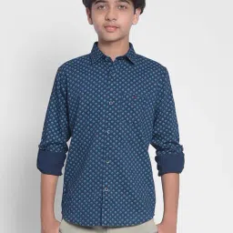 Crimsoune Club Kids Blue Floral Print Full Sleeves Shirt-picture-24