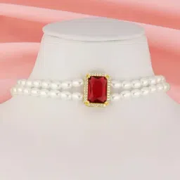GIVA 925 Silver Golden Roseate Pearl Choker-image-11