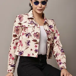 BEGUMPAN Women Floral Crop Denim Jacket-picture-27