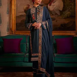Wishful by W Green Embroidered Kurta Palazzo Set With Dupatta-image-23