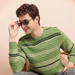Mast & Harbour Men Striped Acrylic Pullover-picture-27