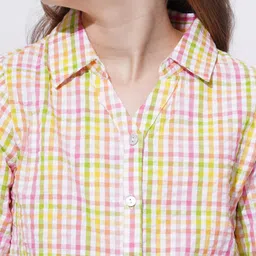 Vero Moda Girls Spread Collar Solid Cotton Casual Shirt image 3