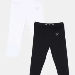TWIN BIRDS Kids Black & White Cotton Regular Fit Leggings (Pack of 2)-picture-31