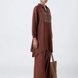 Zuba by Westside Brown Embroidered A-Line Kurta image 3