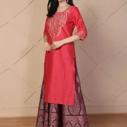 Aurelia Red Viscose Embroidered Kurti image 4